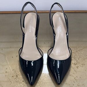 Marc Fisher Black Patent Hadya Slingback Heels